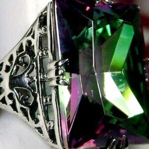 Mystic Topaz Ring Size 8 / Sterling Silver/ 30ct - Size: 8 US